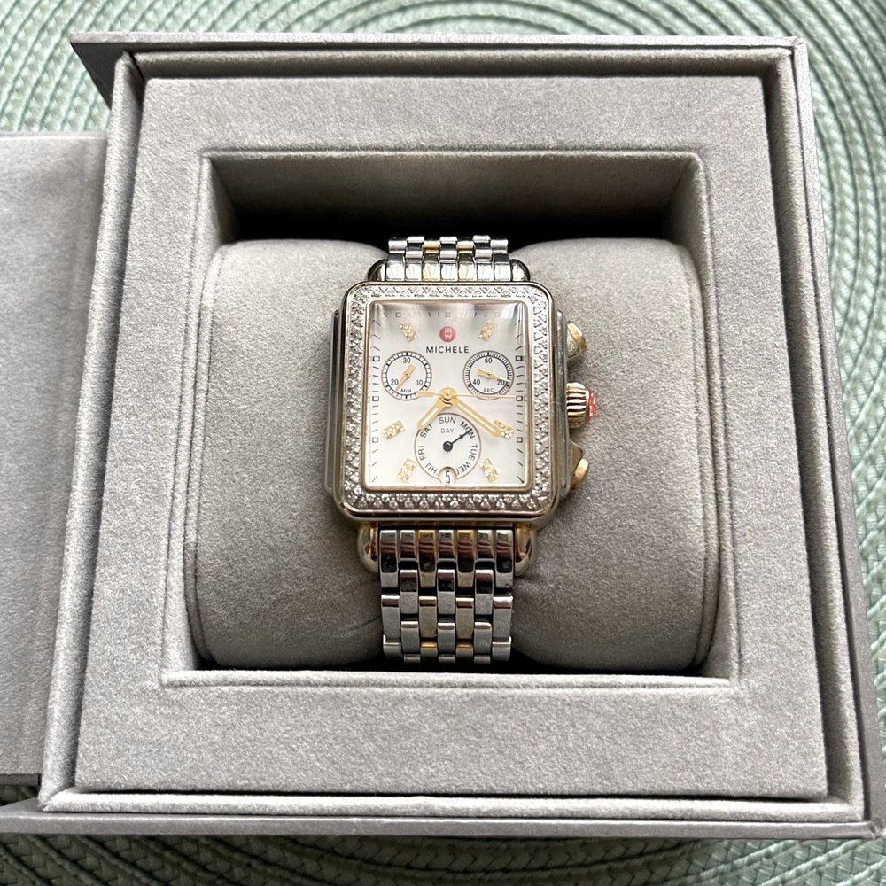 Michele women’s watch two-toned signature deco